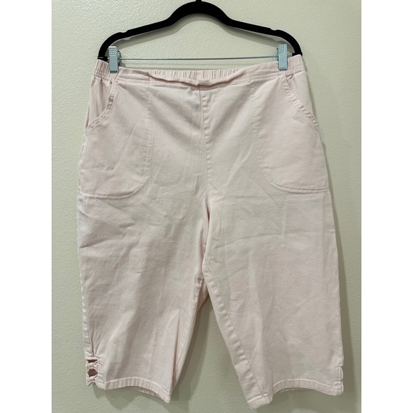 croft & barrow Pants - Croft & Barrow Pink Pull On Capri Pants XL Bow Detail Cropped Trousers Womens
